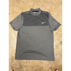 Nike Men's Gray Golf Polo Shirts Gray Color Block Short Sleeve Modern Fit Size L